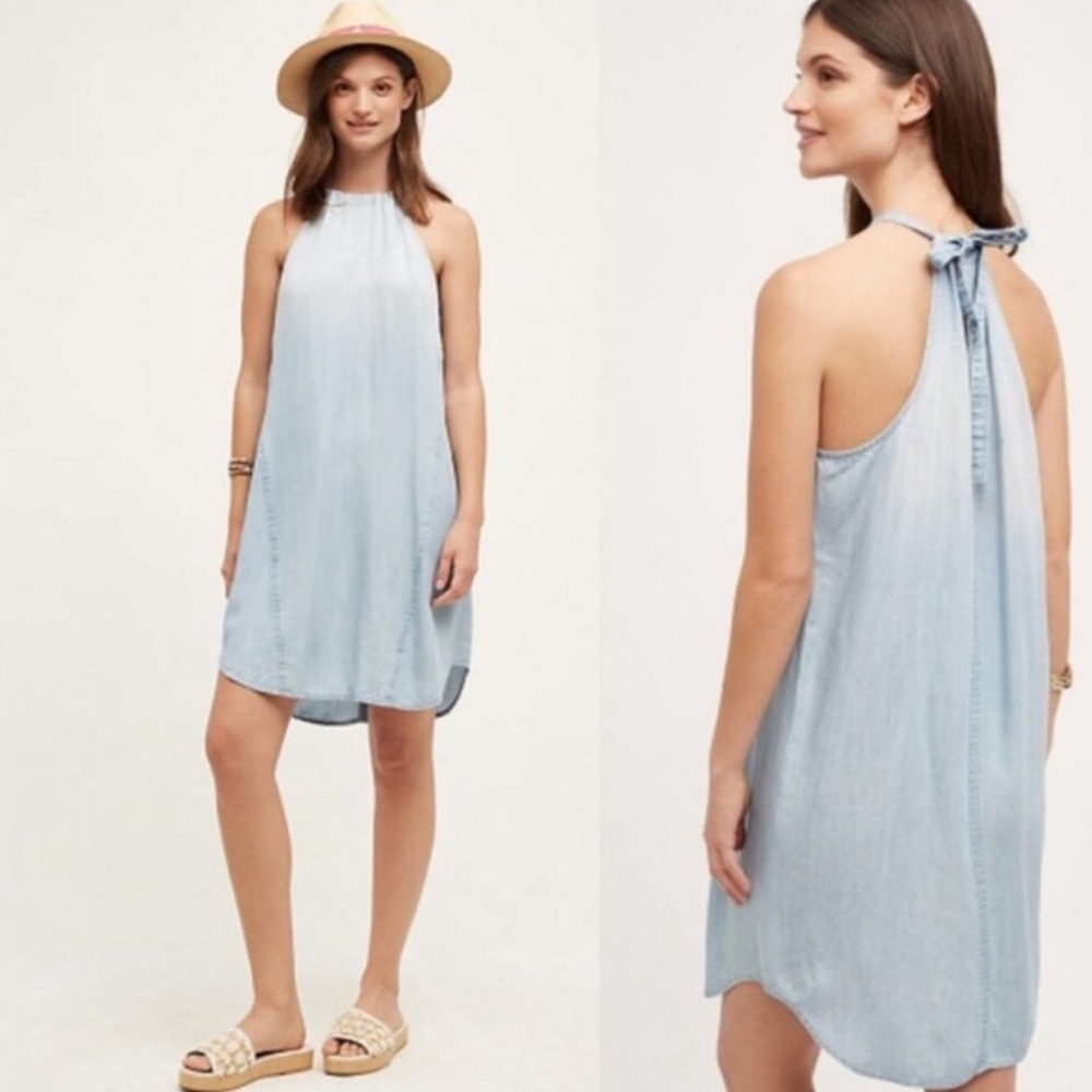 cloth & stone Chambray denim faded swing dress